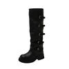 Punk Wasteland~ Tall Knight Boots Long Boots 2025 Autumn and Winter New Retro Pile Boots Fleece Pants Tube Boots Women
