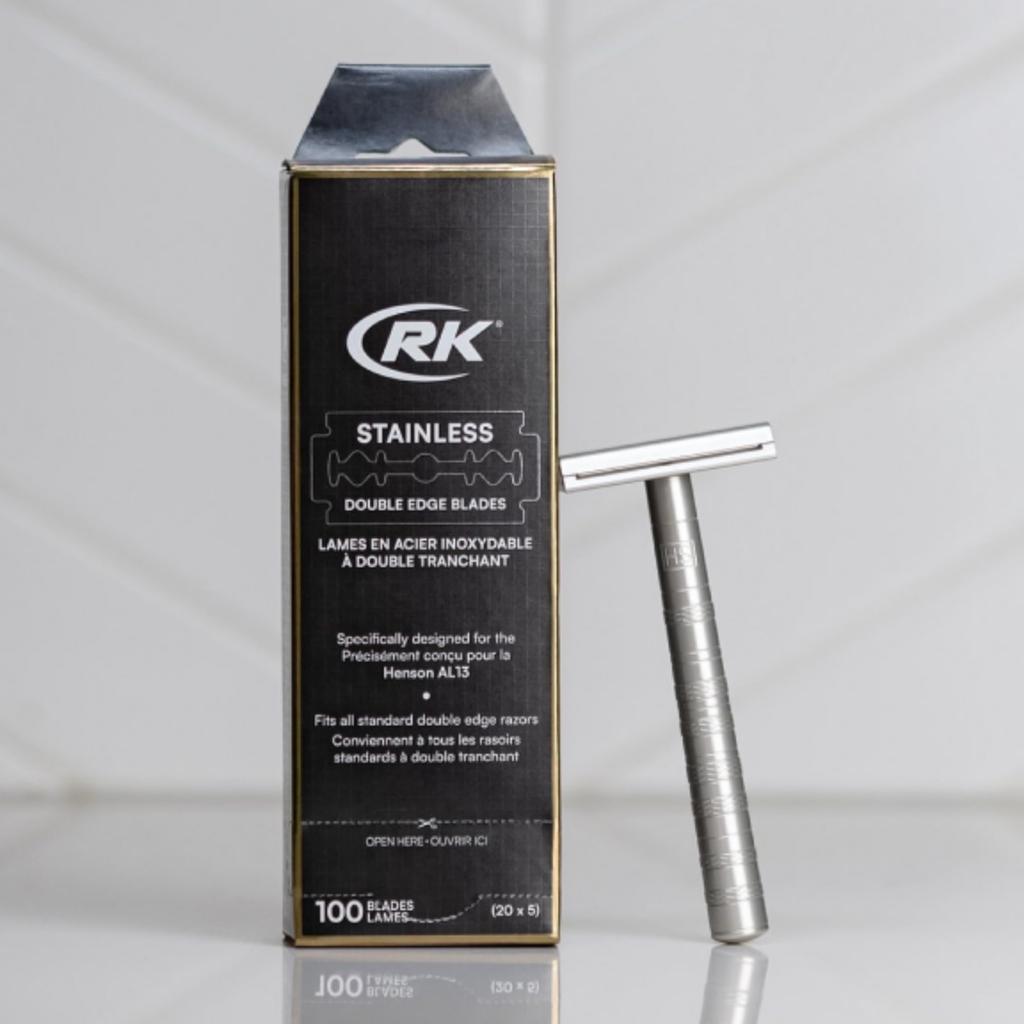 HENSON SHAVING RK Stainless Steel Razor AL13 Replacement Blades of [Authentic/Manufacturer's Warranty] (Pack 100)