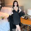 Suspender two-piece set summer new thin ice silk suspender skirt lace with chest pad backless sexy home women's pajamas