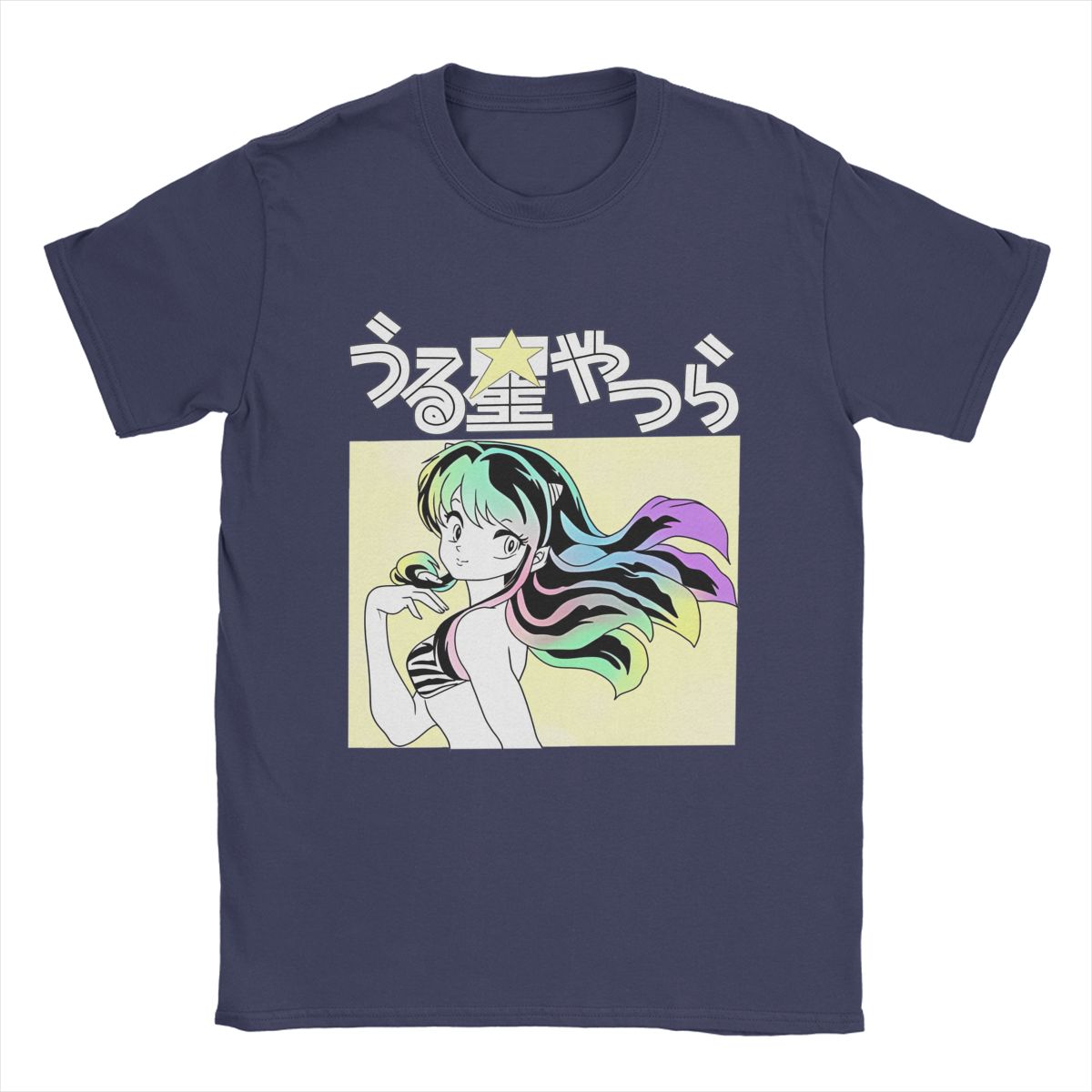 

Мужские футболки Urusei Yatsura Lum Vintage 100% Хлопковые футболки с коротким рукавом Футболки с рисунком в стиле аниме Топы с круглым вырезом и принтом XXXXXL темно-синий