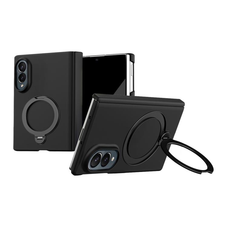 Magnetic Ring Foldable Integrated Film Phone Case For Samsung Galaxy Z Fold4, Hinge Protection 360° Kickstand Wireless Charging Cover