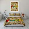 Burger, pizza, music doodles. Bedding sets Duvet cover sets Duvet covers Pillowcases(1 * Duvet Cover 2 * Pillowcases without duvet insert)