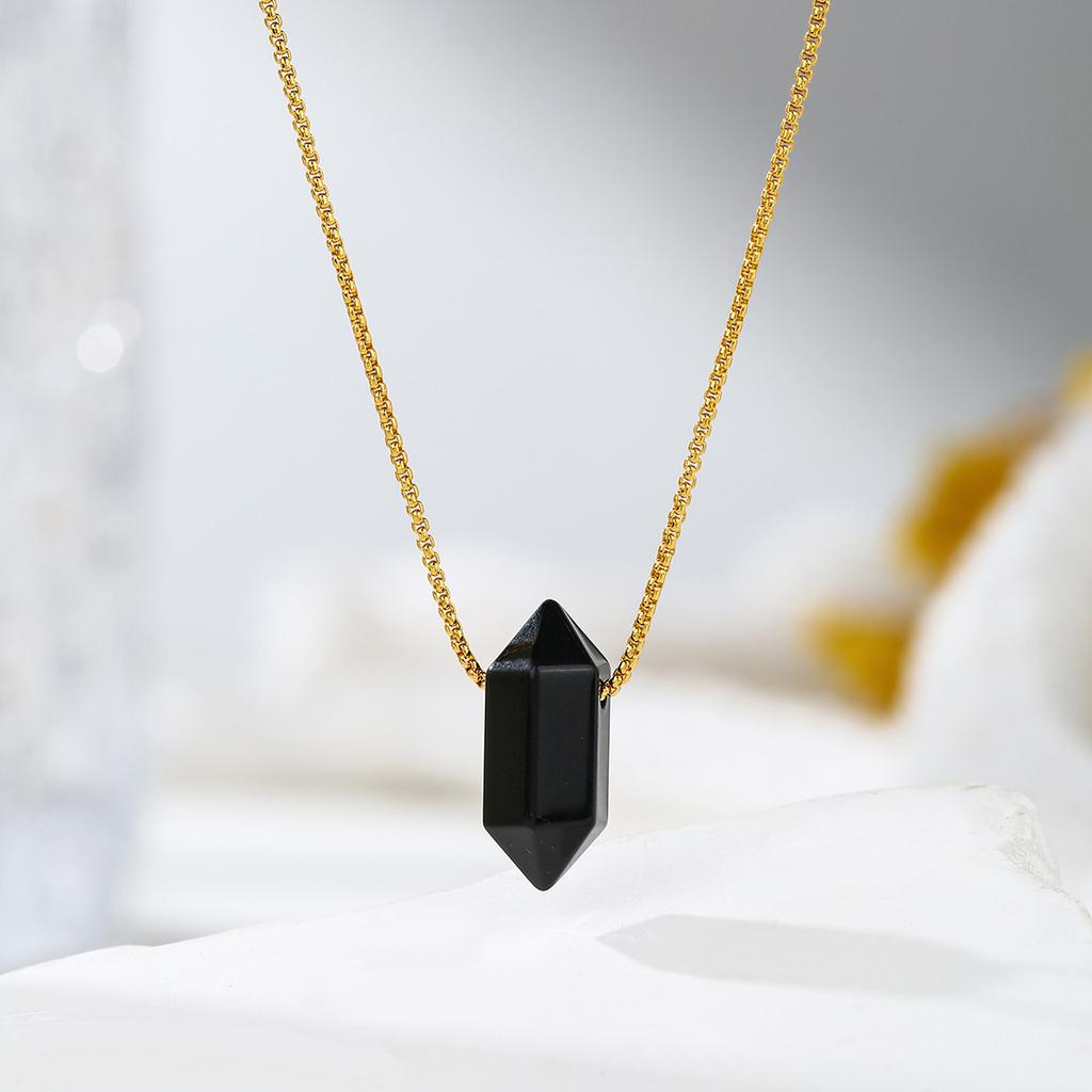 Natural Crystal Pendant, Amethyst, Lapis Lazuli, Necklace, Double Pointed Pillar, Jewelry