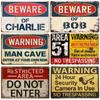 Exclusive Vintage 3D “Beware” Metal Sign - Premium Quality Metal with Eye - Catching 3D Design, Ideal Wall