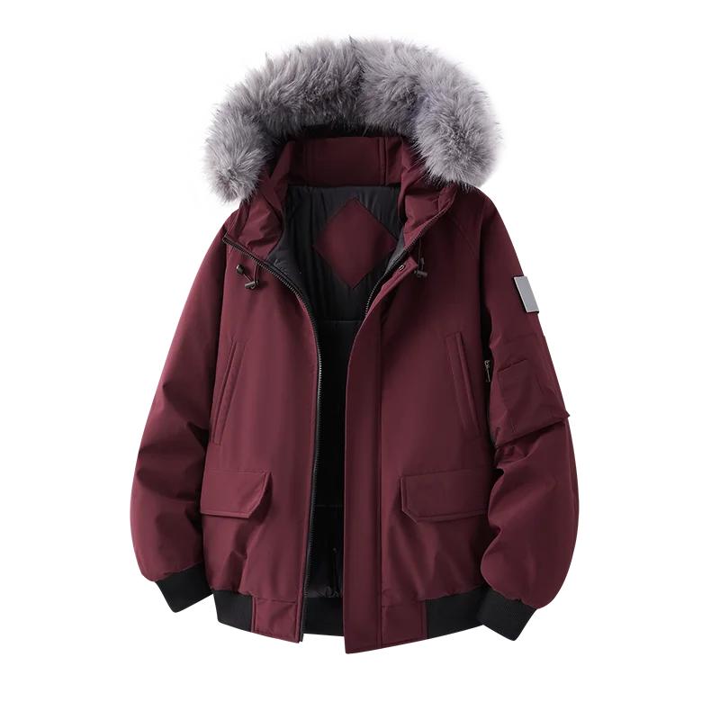 Herbst Winter Herren Kapuzenparka Herren Freizeit Kunstpelzkragen Mäntel Mann High Street Baumwolle Wattierte Jacke Unisex Outdoor Jacken