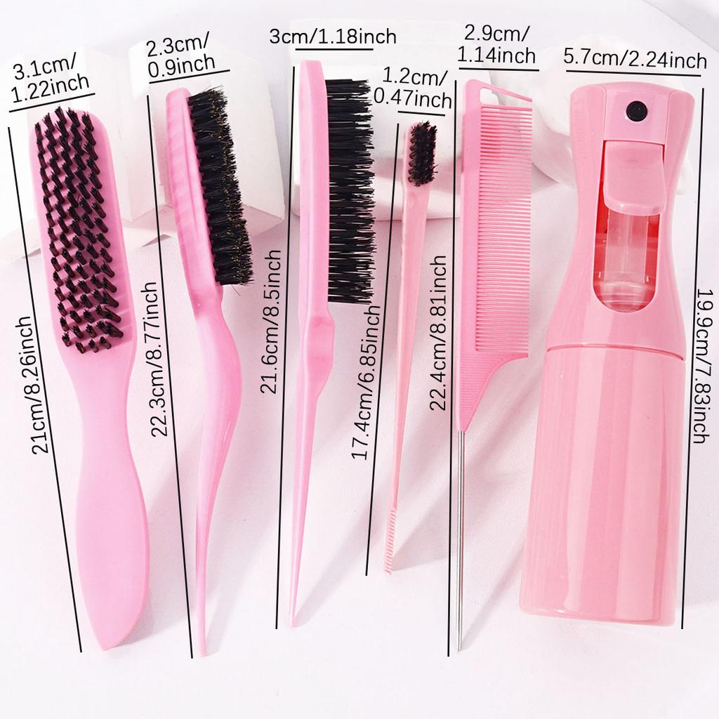6pcs modeling tool set, spray bottle, creative diagonal hairbrush,straight back comb, easy hair care,Special for real hair wigs