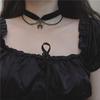 Gothic Black Crescent Choker Necklace for Women - Dark Neck Strap Accessory
