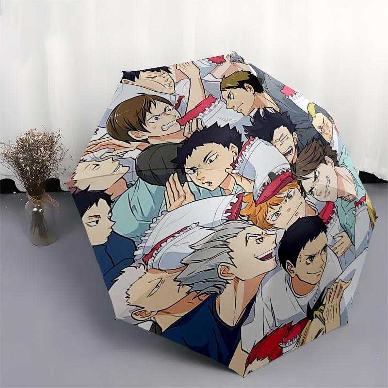 1pc Outdoor Umbrella with Haikyuu Characters - Automatic Opening/Closing, Portable 3-Fold Design, 8-Rib Iron Frame, Perfect Gift for Fans, Travel