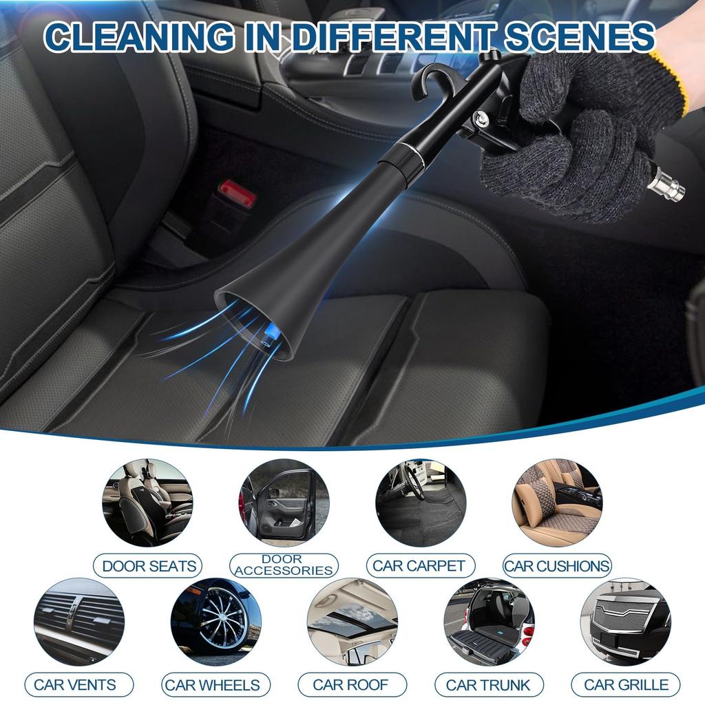 Car Cleaning Gun, Detail Interior Dryer Air Blow Gun, High Pressure Blower, Quickly Blows Away Dirt and Dust, Used with Air