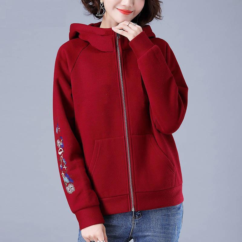 Felpa con cappuccio da donna a maniche lunghe Autunno e Inverno Nuova Stile coreano Taglia grande Ampia e aderente Giacca cardigan con cerniera per donna