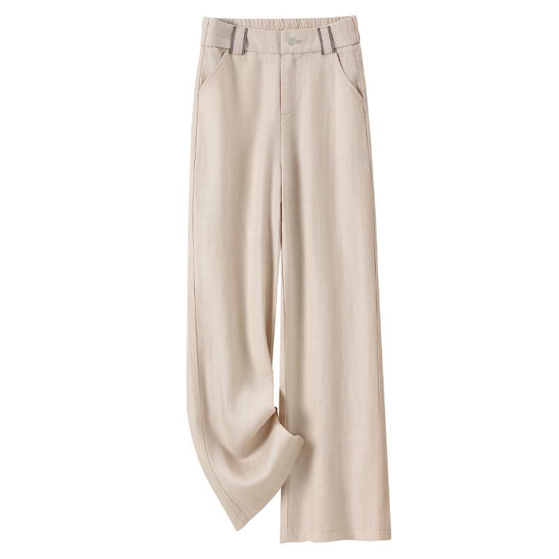 2025 Women's High-Waisted Linen-Cotton Wide-Leg Pants - Slimming, Wrinkle-Resistant, Casual Summer Style