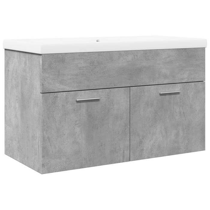 VidaXL Armoire lavabo de salle de bain avec bassin intégré gris béton, placard lavabo de salle de bain, meuble de salle de 3324859