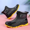 New waterproof and non-slip short tube men's rain shoes, outdoor platform work shoes couple