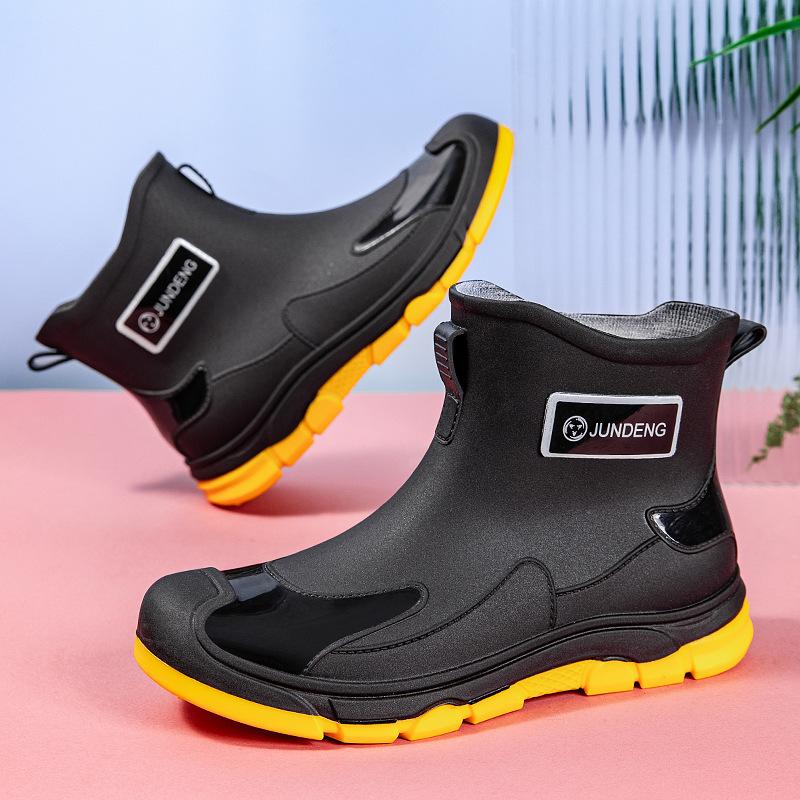 New waterproof and non-slip short tube men's rain shoes, outdoor platform work shoes couple