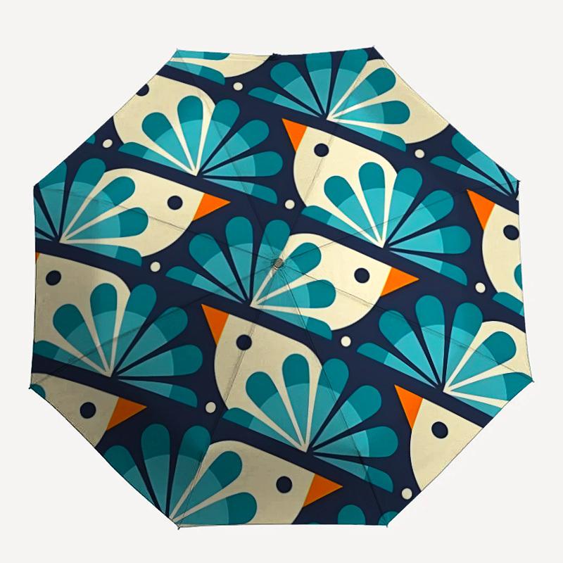 

1pc a Compact Umbrella Featuring a Bird Design, with an Automatic Open/Close Mechanism, a Robust 8-Rib Canopy, Lightweight And Portable for