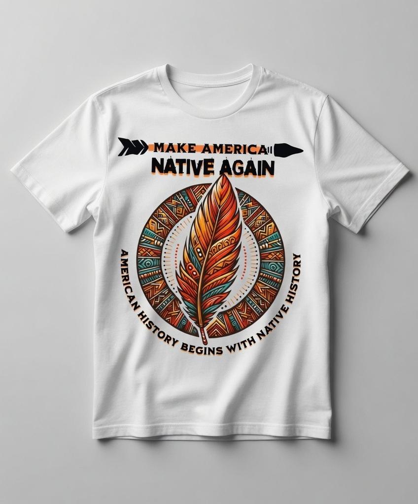 Make America Native Again T-Shirt - Native American Pride Feather Tee