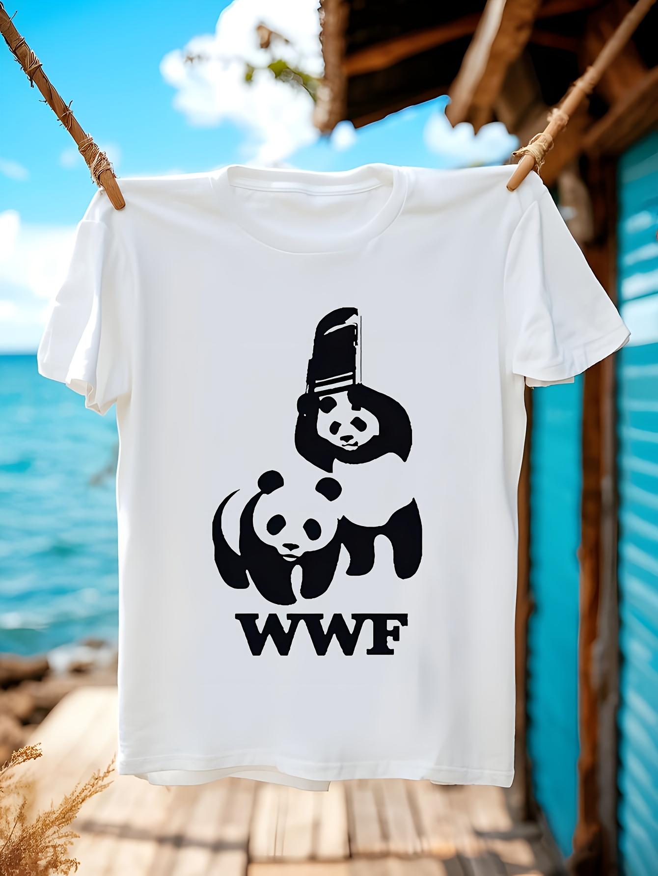 WWF Panda Wrestling Graphic T-shirt - Save The Panda Funny Print XXXXL