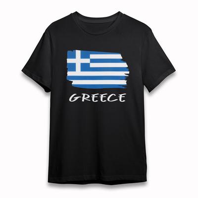 Men's Cotton Classic T-Shirt Greek Blue White Cross Tee Oversize Short Tee Black