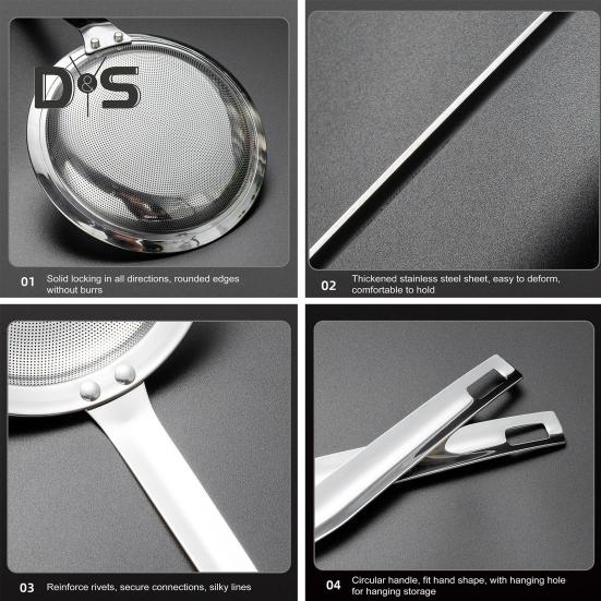 1/2 szt. Stal nierdzewna Drobnooczkowy durszlak Łyżka Cedzak Filtr do oleju Cedzak do żywności z uchwytem Bardzo drobny cedzak Gadżet kuchenny do zup i