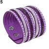 Women's Multilayer Wrap Rivet Rhinestone Suede Cuff Bangle Wristband Bracelet ADM