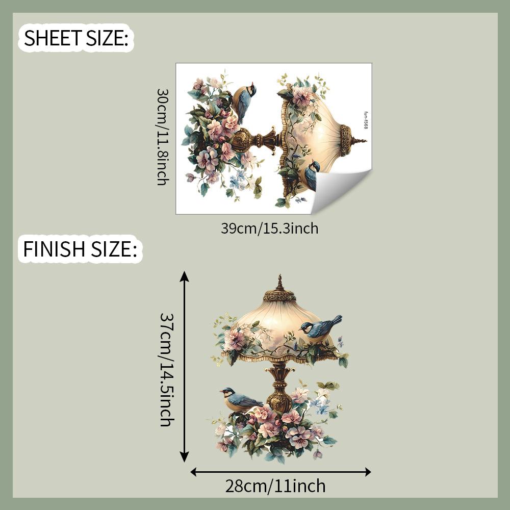 Vintage Street Lamp and Bird Wall Sticker Classic European Style Self-Adhesive Wall Art for Bedroom Living Room Home Decor