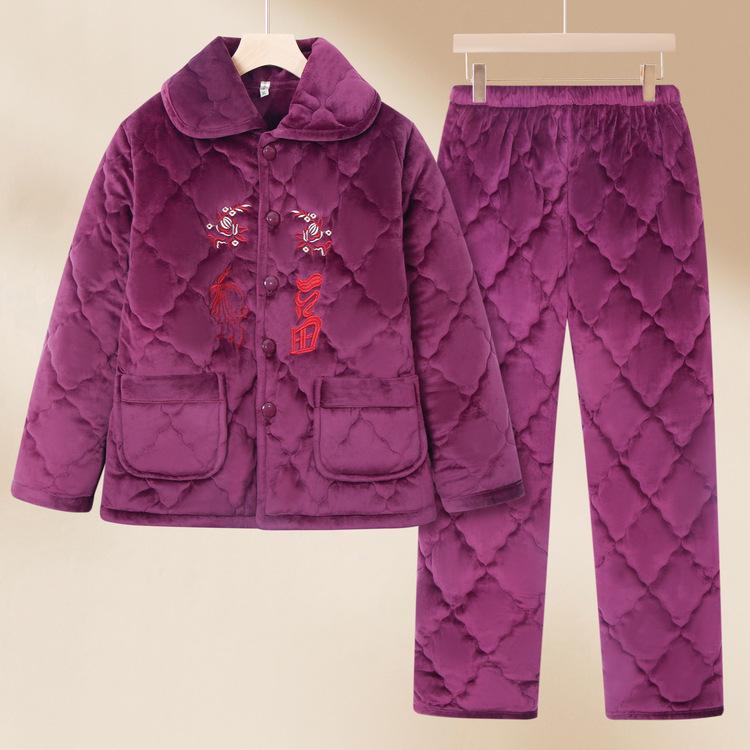 

Зимняя куртка бабушки плюс бархатный утолщенный женский костюм для среднего и пожилого возраста теплый костюм мать осень и зима домашняя одежда одежда для пожилых 3XL