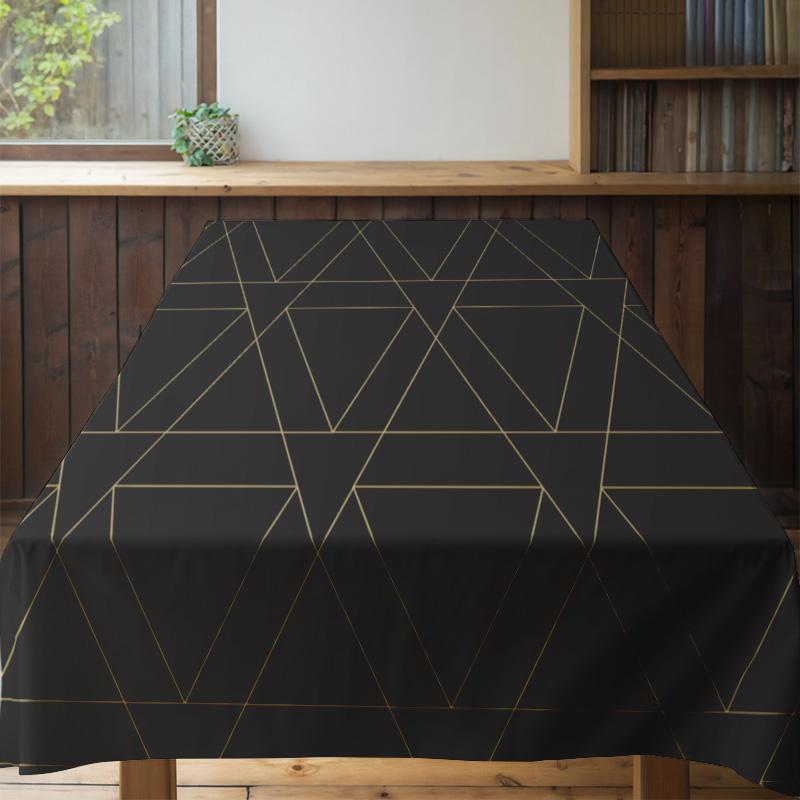 Luxury Dining Tablecloth Modern Geometric Design Kitchen Decoration Solid Black Yellow Gold Colorful Table Cover Rectangular Sha