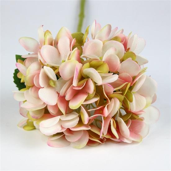 Artificial Flower Vintage Realistic Long Stem Green Large Leaves Hydrangea Fake Plant