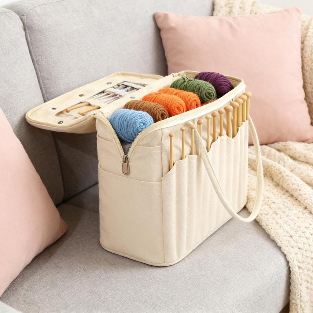 Knitting Crochet Organizer Large Capacity Yarn Organizer Bag Portable Organizer Tote Crochet Project Bag Knitting Travel Tote