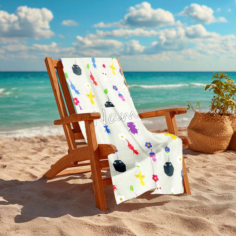 Personalized customized proof beach towel with Pikmin Pikmin pattern - soft, absorbent,quick-drying,perfect swimming,camping&bathing