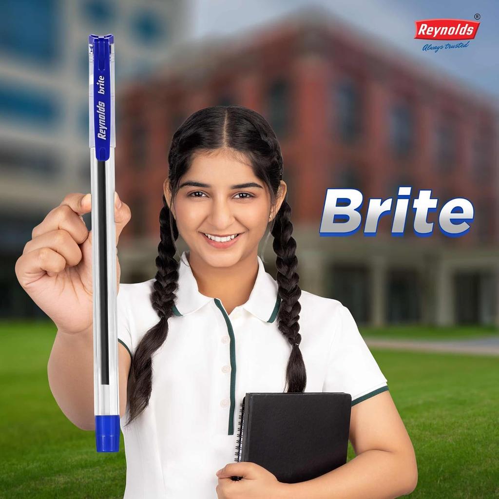 Reynolds Brite Ball Pens Pack Of 1 25 Blue Ink 0.7 mm Tip Smooth Writing Pens For Students School Office Use