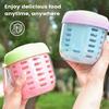 Portable Oat Container Double-Layer Drain Fruit Cup Reusable Leak Proof Plastic Salad Cup Breakfast Cup With Fork&Handle
