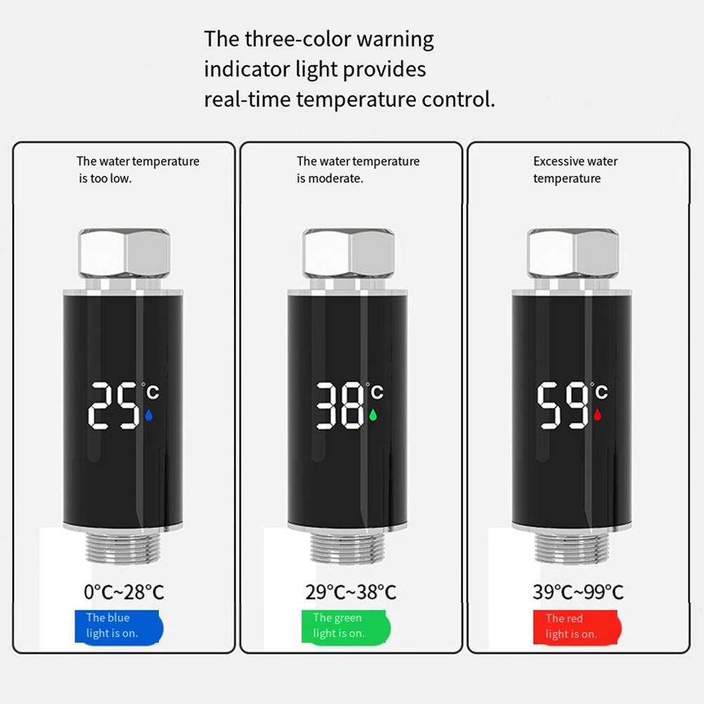 Soffione Doccia con Display Temperatura Acqua in Tempo Reale a LED, Alimentazione Idroelettrica e Installazione Semplice per Docce Domestiche