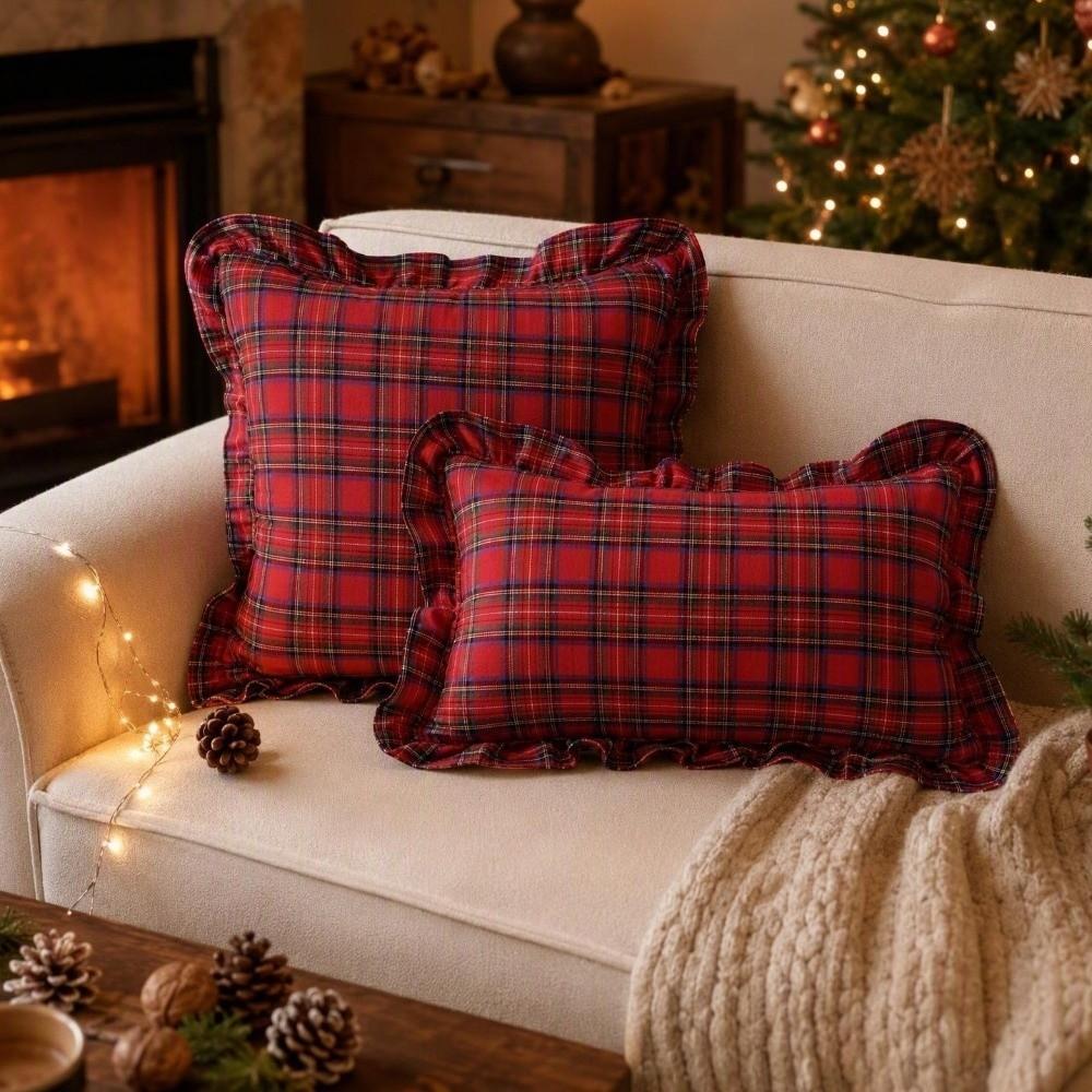18x18 Inches Throw Pillow Covers Tartan Plaid Checkered Pillowcase For Couch Sofa