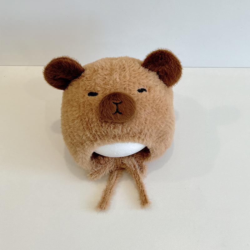 Winter Jungen- und Mädchenhüte niedlich super niedlich Capybara Plüsch Kinderhüte Säugling warme Ohrenmützen Mütze