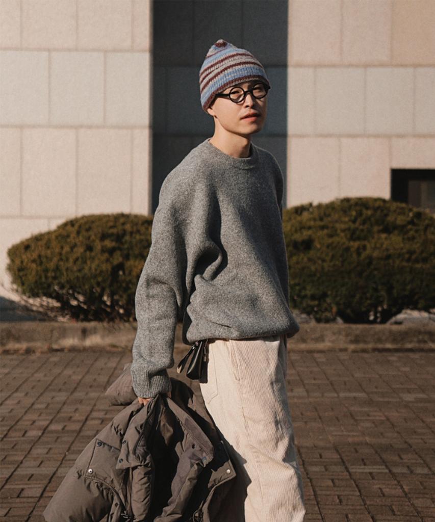 Mubeun Soft Wool Blend Crew Neck Sweatknit Gray