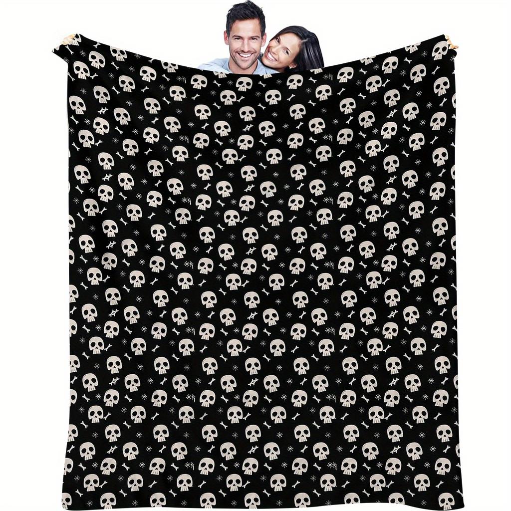 Vintage Skull Print Art Blanket - Soft Cozy All-Season Multi-Purpose Throw for TV, Lounge, Bedroom & Sofa