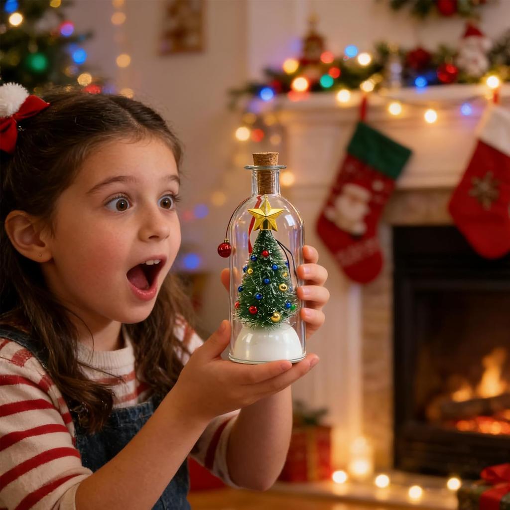Christmas Tree Message in a Bottle 7.87 x 2.76 Inch Recording Keepsake for Festive Holiday Decor - Christmas Gift Bottle for Family Friends
