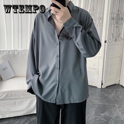 Spring and Autumn Pure Men Shirt Loose Korean Long Sleeve Unisex Man Shirts