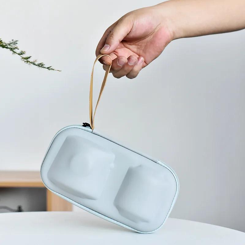 Černá keramika, venkovní cestovní čajová sada, přenosná keramická dárková sada, 1 konvice na čaj a 3 šálky, Dehua kung-fu čajové nádobí, dárková krabička