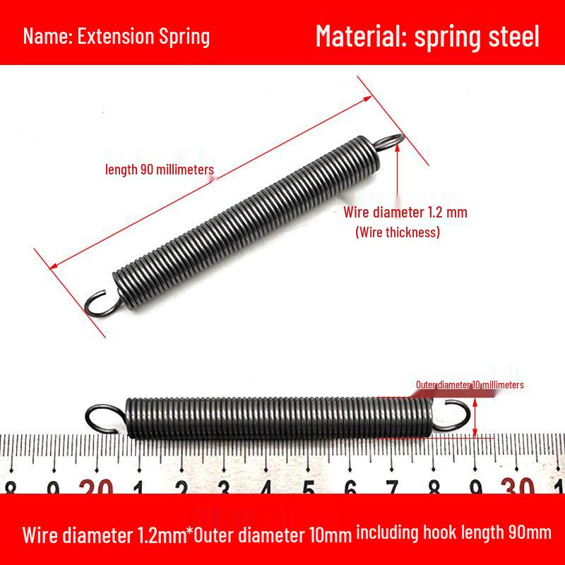 1.2mm Wire Extension Spring with Hook - Soft Tensile Force Spring Accessory