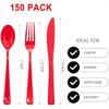 150 Pcs Disposable Plastic Cutlery Set Plastic Silverware Heavy Duty Utensil Sets 50 of Each Forks Spoons and Knives Disposable