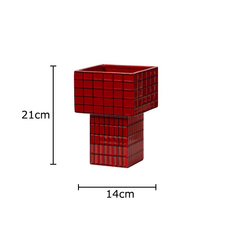 

Colorful Geometric Ceramic Vase Desk Decoration Artificial Flower Flowers Arrangement Black Lines Vases Room Aesthetic Decor