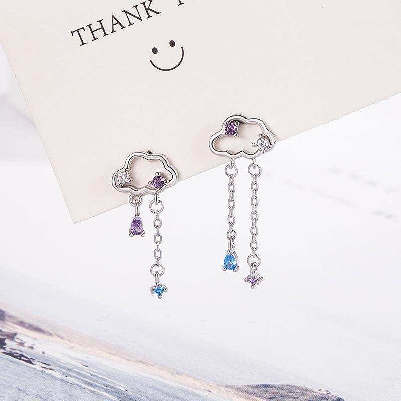 

Женские роскошные серьги-кисточки с бриллиантами сине-фиолетового цвета - Нишевый дизайн, серьги-пусеты в виде капли