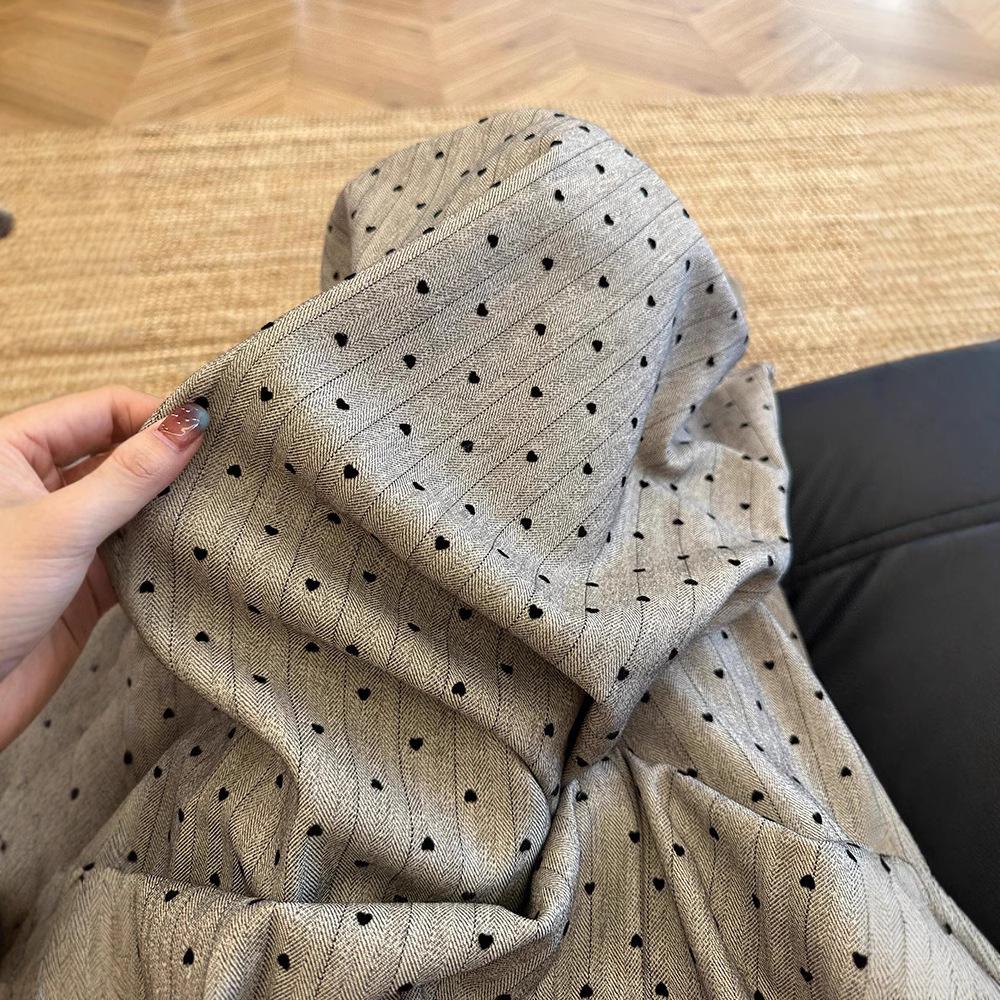 Women's Summer 2025 Khaki Polka Dot Wide-Leg Trousers