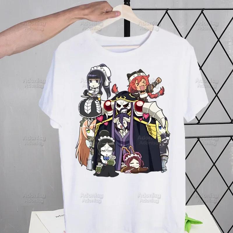 Overlord Anime Albedo T Shirts For Guys O-Neck Short Sleeve Ainz Ooal Gown Momonga T-shirt Regular Men Hip-Hop Tee Shirt