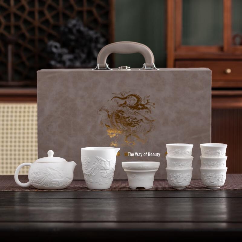 

Shangqi Embossed Ceramic Dragon Xishi Tea Set