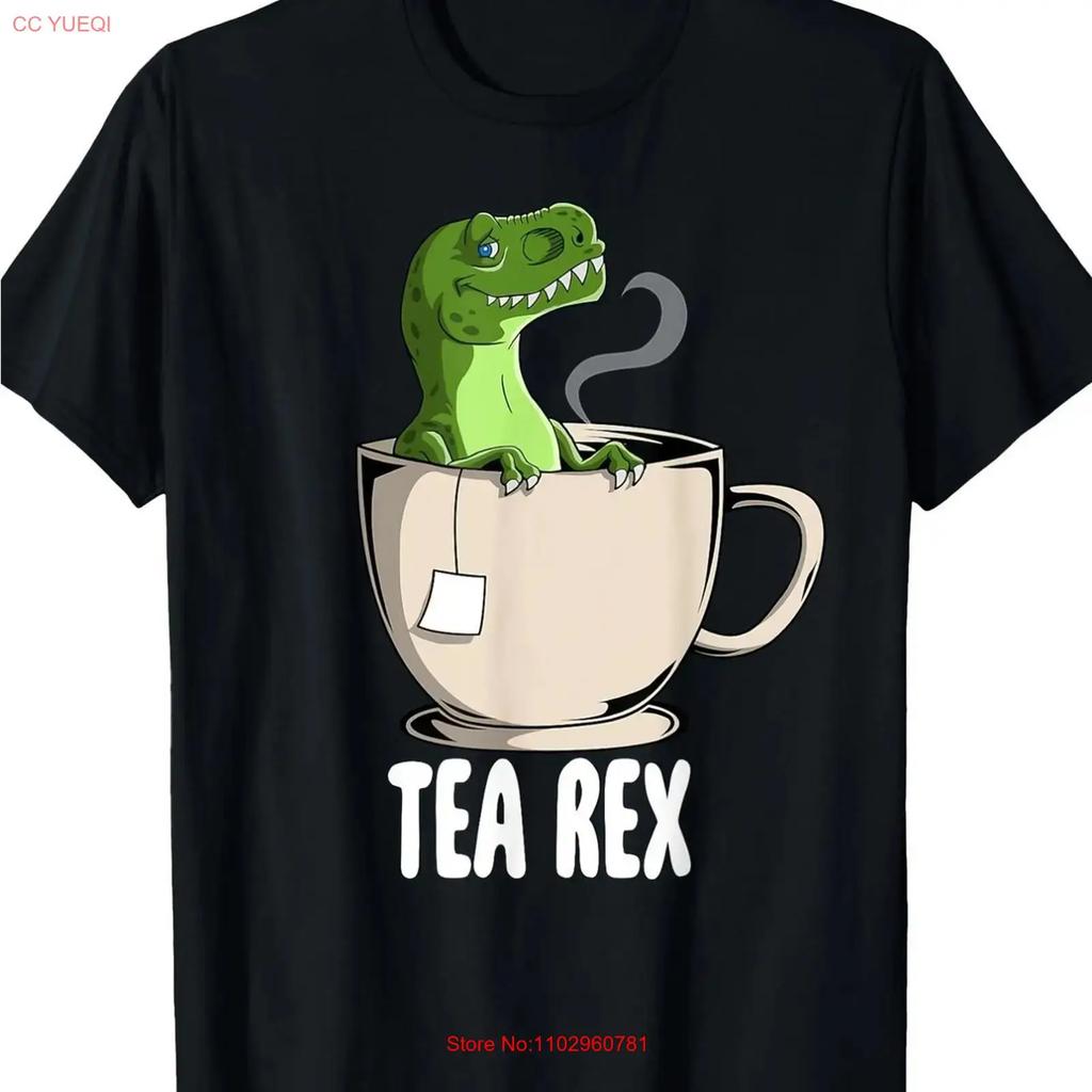 Unisexs Plus Size Vintage Cotton T Shirt Black Tea Rex Dinosaur In Cup Vintage Designer Clothes Graphic Streetwear