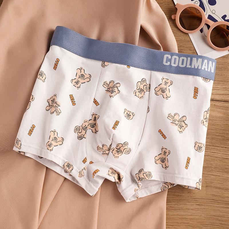 New Men Panties Set Bear Print Cartoon Printing Underwear Breathe Fashion Sexy Breathe  Waist Panties