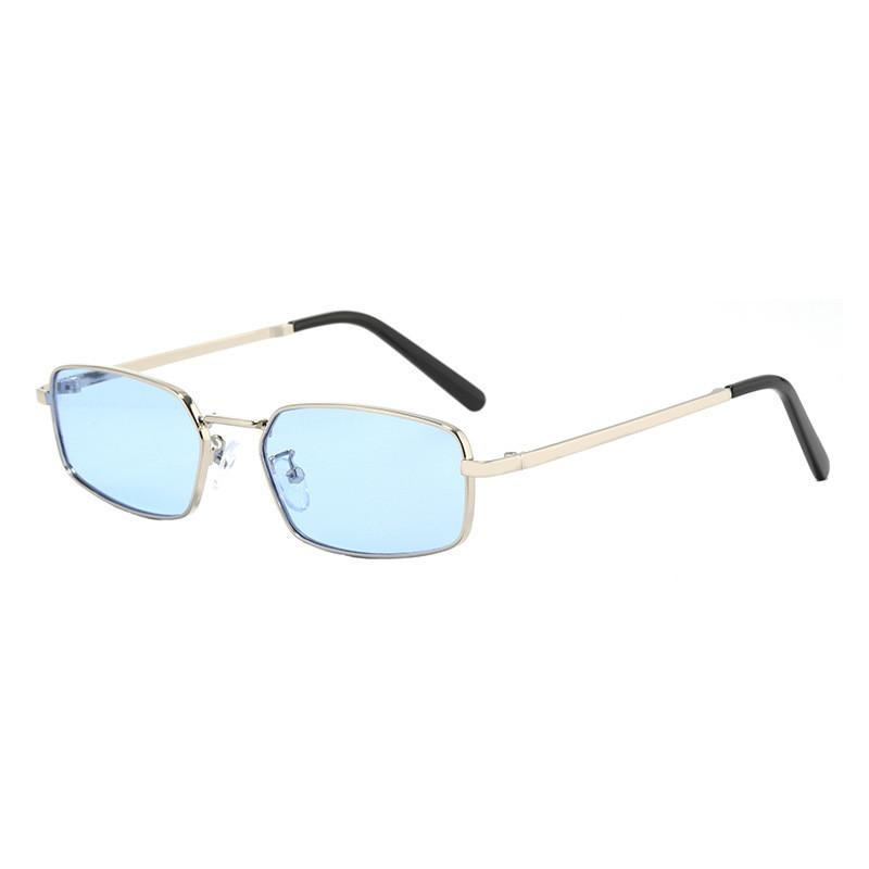 

Unisex Metal Square Sunglasses With Uv400 And Geometric Design For Travel And Leisure SilverFrameBlue